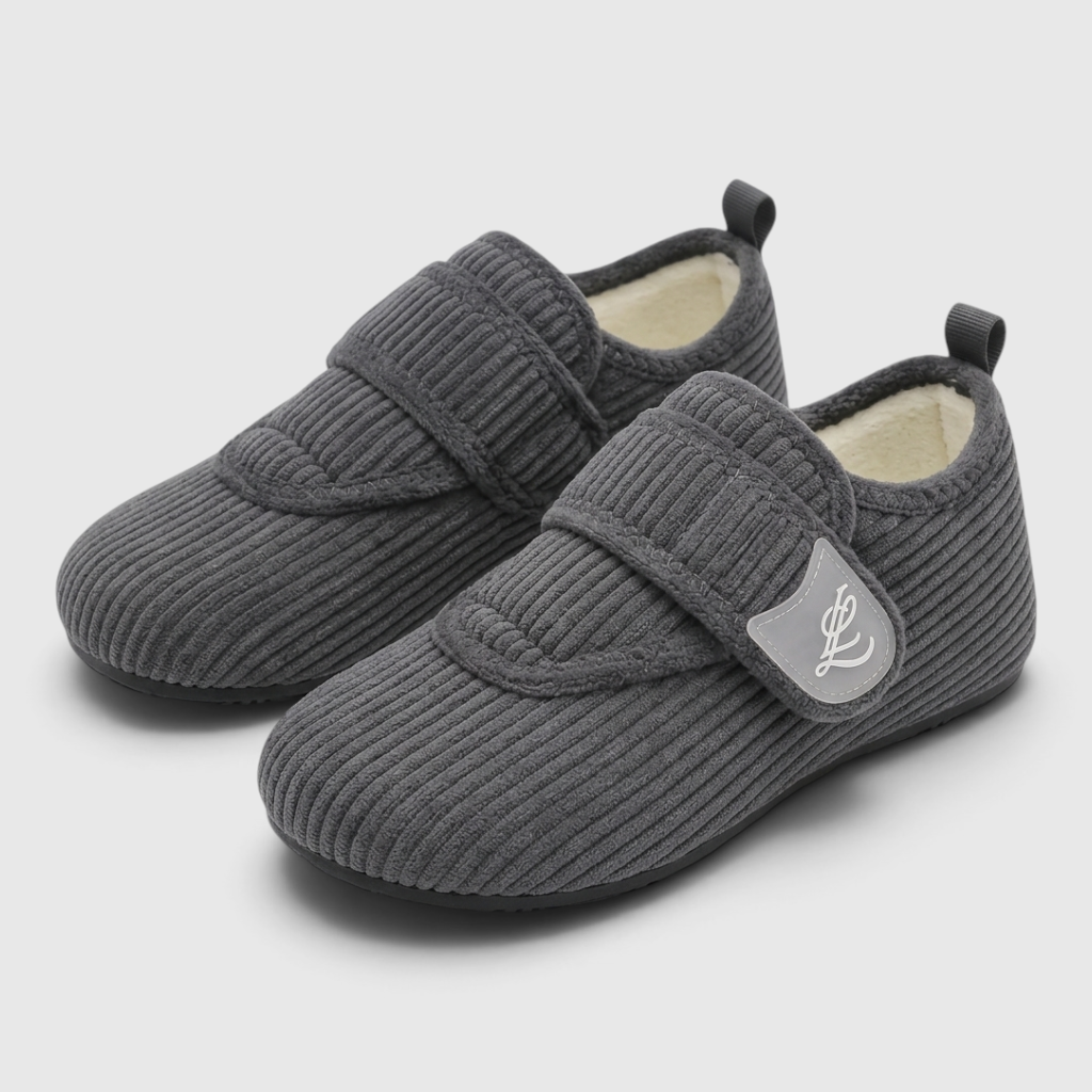Chaussons souples ergonomiques pour pieds larges – Chaussons chaussettes réglables à scratch, semelle fine antidérapante