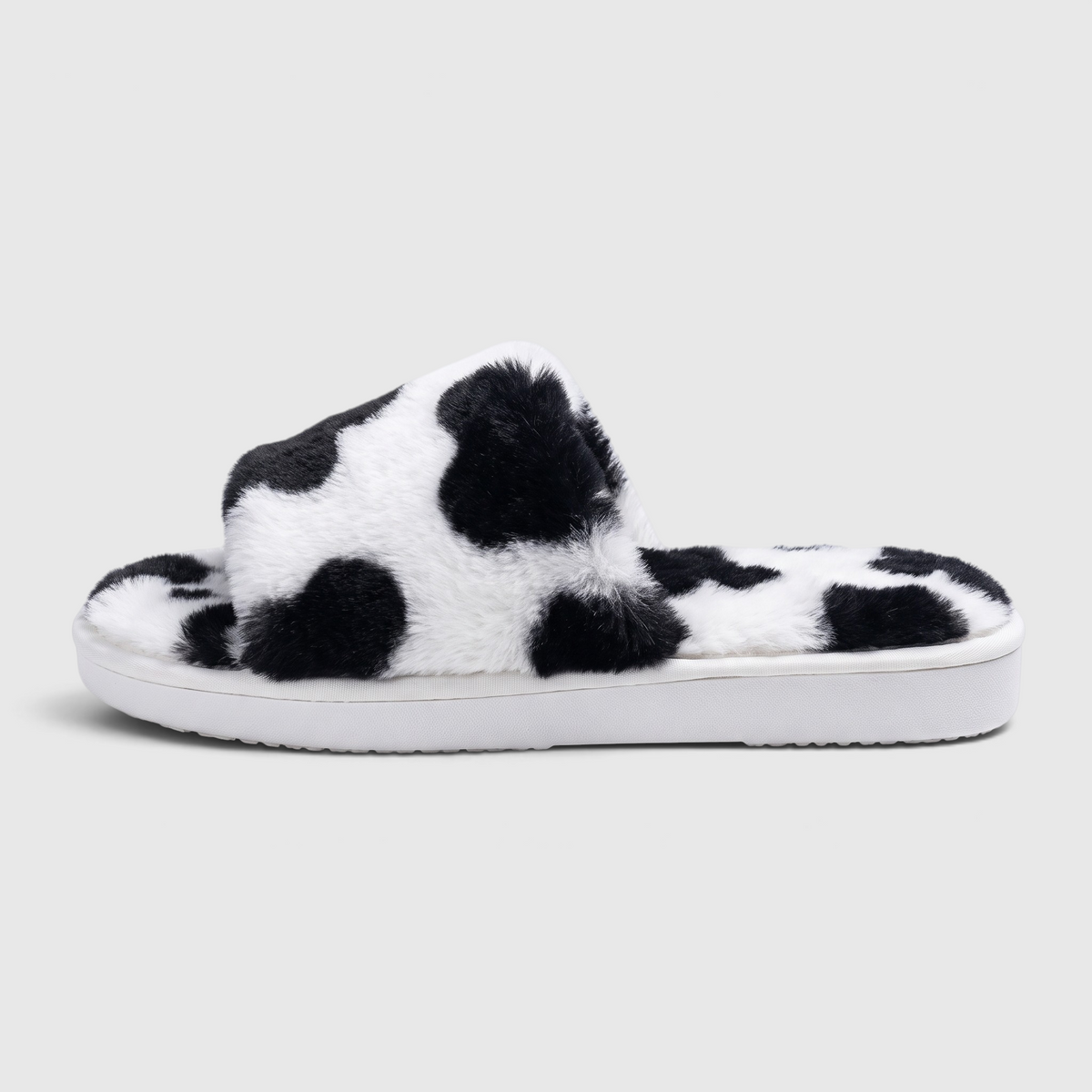 Chaussons femme en fausse fourrure imprimée – Mules douces et confortables à semelle plateforme