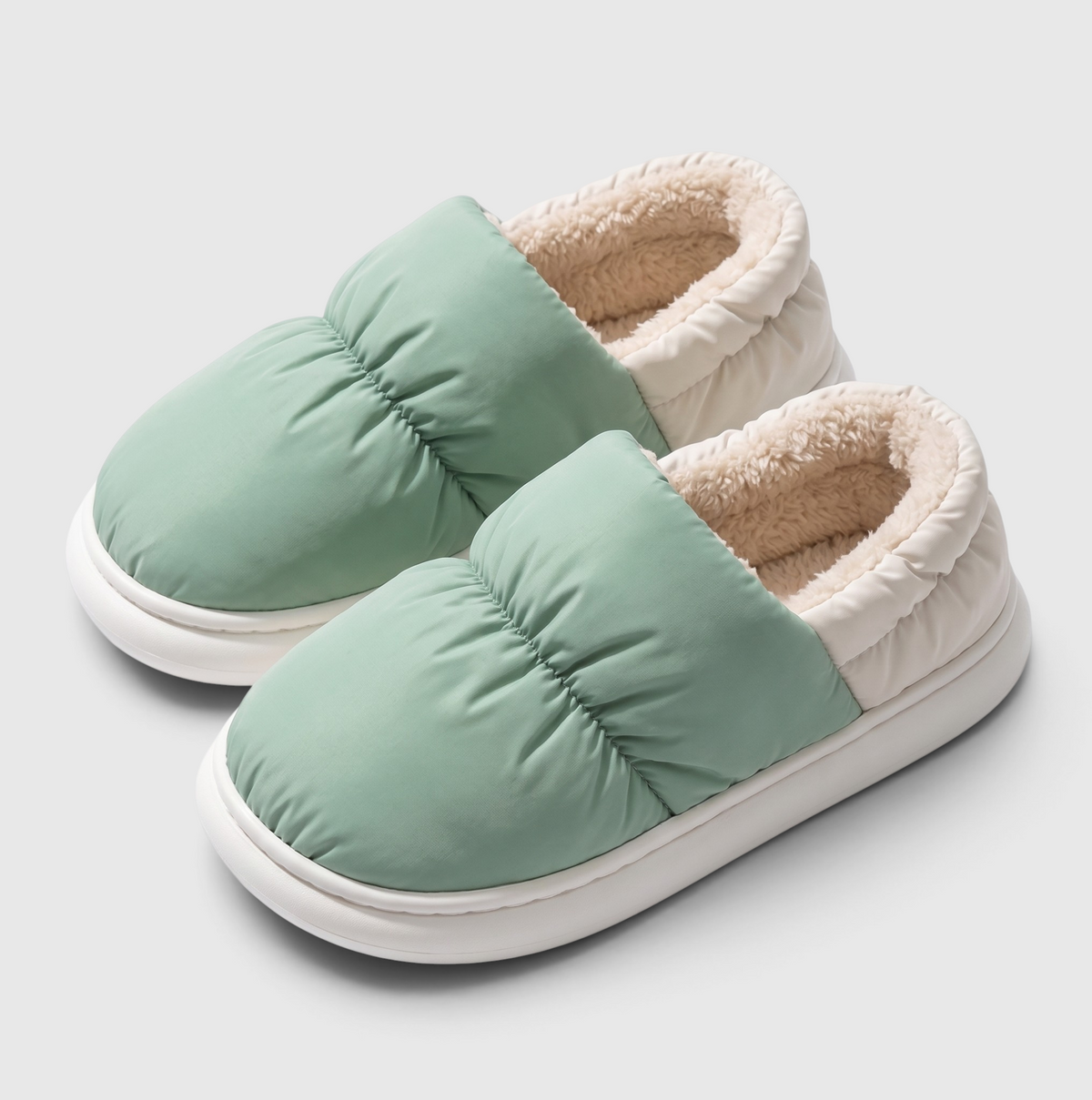 Chaussons femme effet doudoune à talon fermé – Chaussures douces, chaudes et confortables