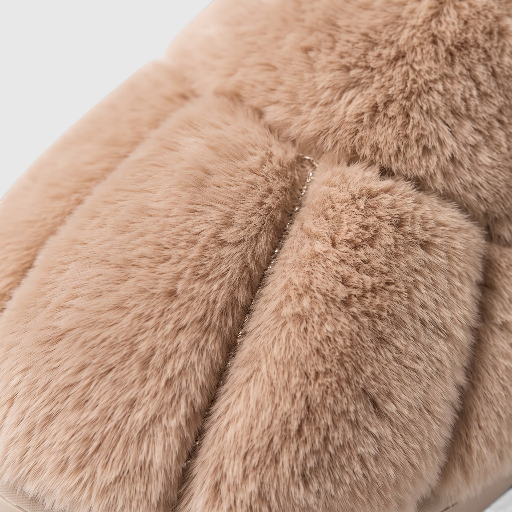 Pantoufles femme en fausse fourrure motif patte de chat – Chaussons d'intérieur doux, chauds et confortables à semelle plate