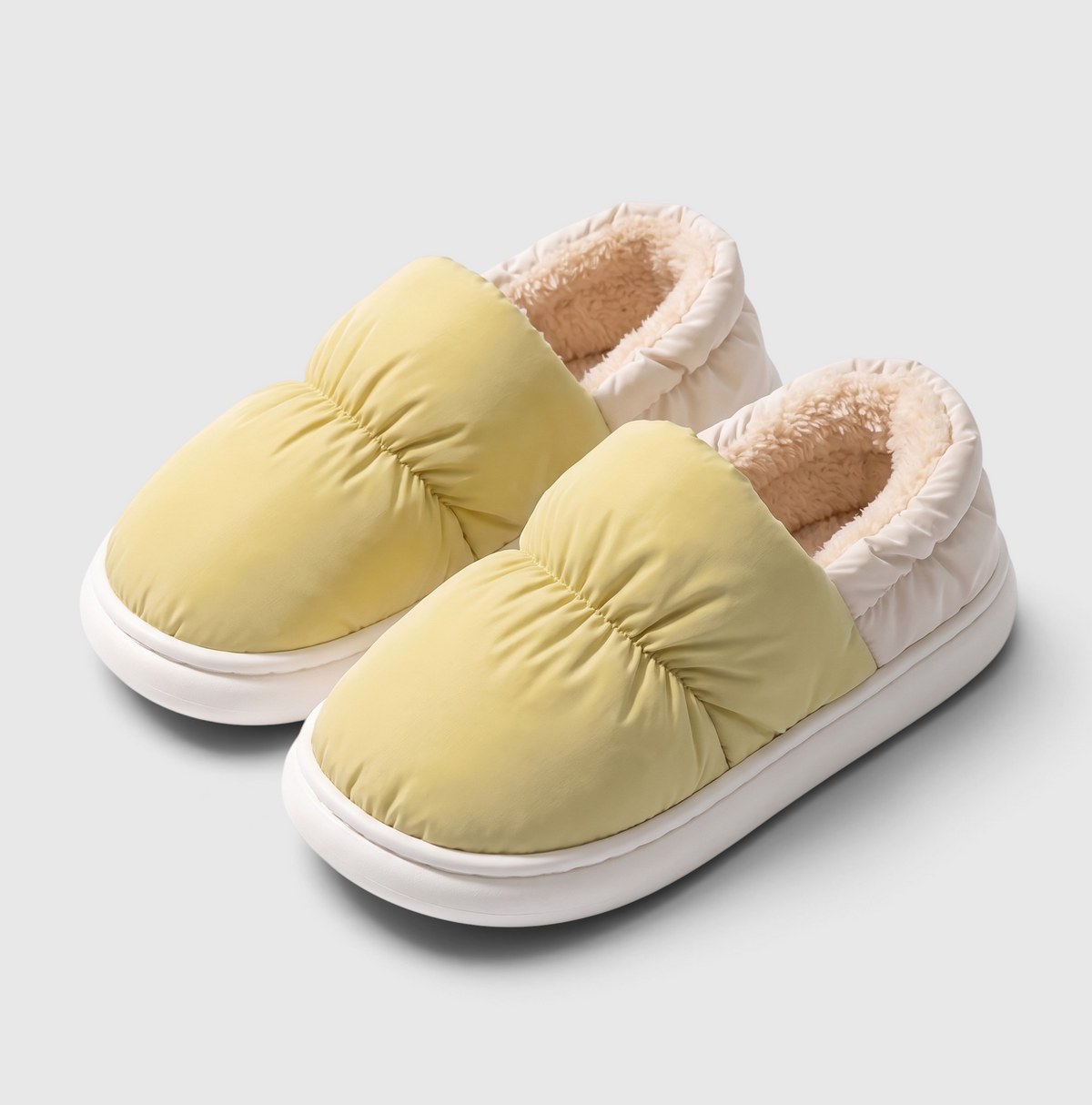 Chaussons femme effet doudoune à talon fermé – Chaussures douces, chaudes et confortables