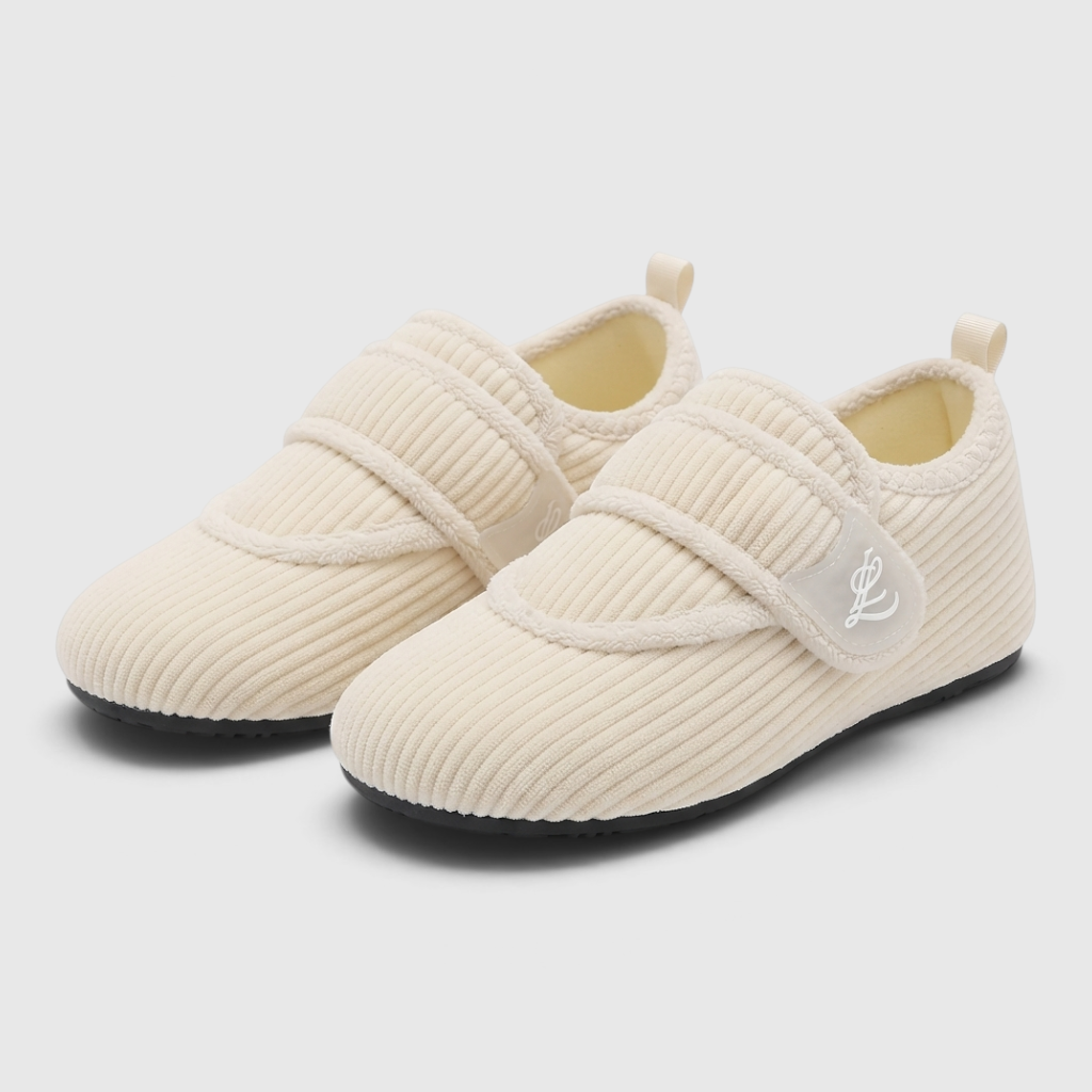 Chaussons souples ergonomiques pour pieds larges – Chaussons chaussettes réglables à scratch, semelle fine antidérapante