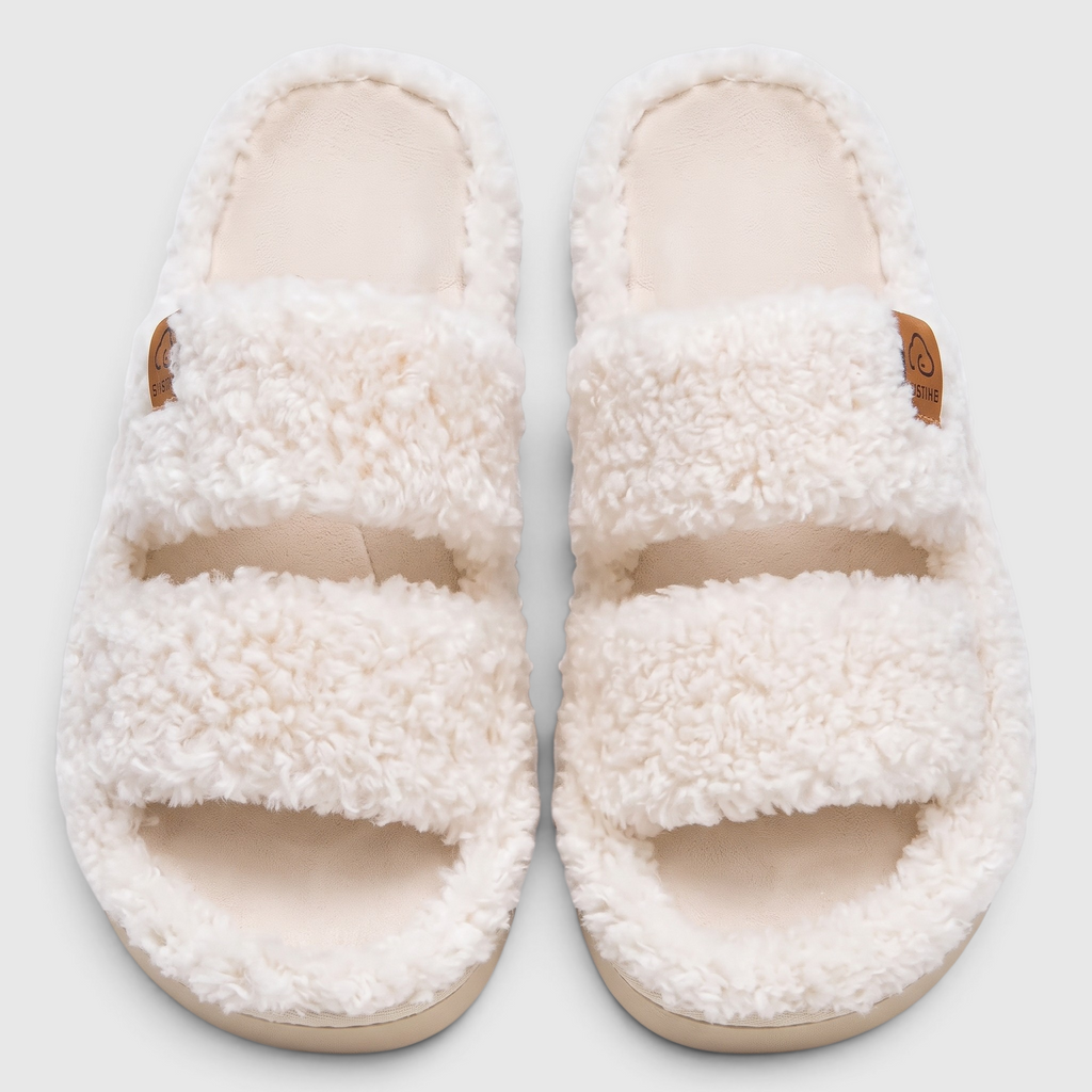 Chaussons Fourrés Femme – Mules Chaudes à Bout Ouvert, Semelle Souple Antidérapant