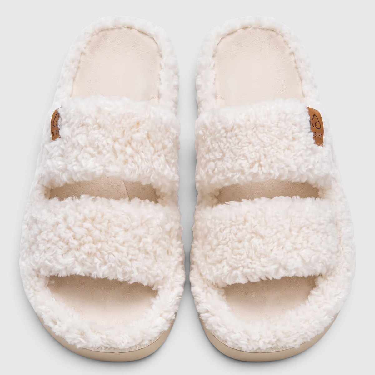 Chaussons Fourrés Femme – Mules Chaudes à Bout Ouvert, Semelle Souple Antidérapant
