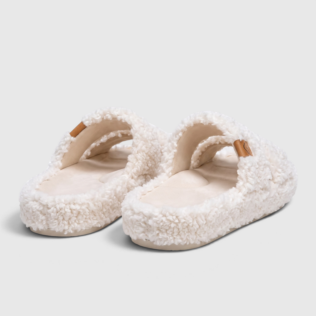 Chaussons Fourrés Femme – Mules Chaudes à Bout Ouvert, Semelle Souple Antidérapant