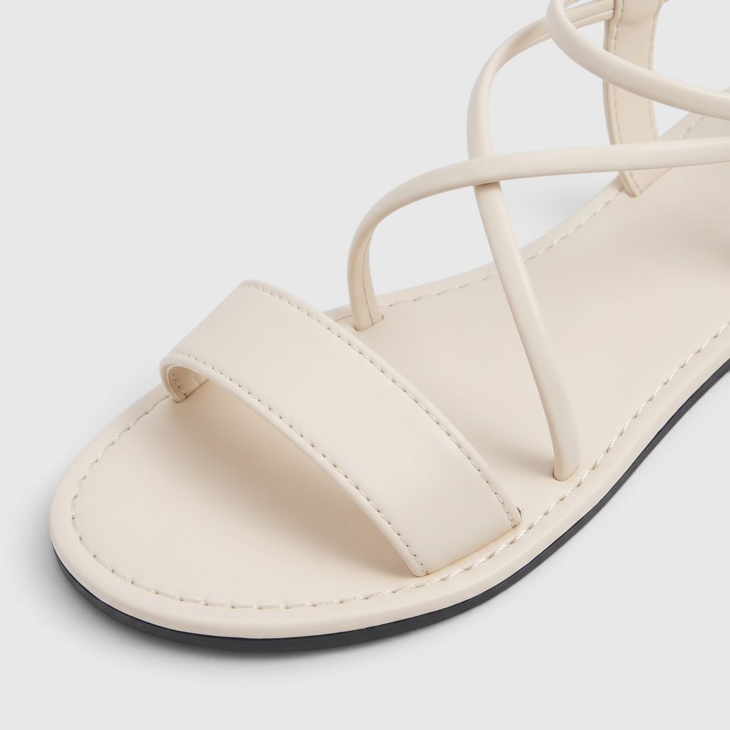 Sandales plates femme à brides croisées et élastique arrière – Nu-pieds d'été souples, légers et confortables pour plage et vacances