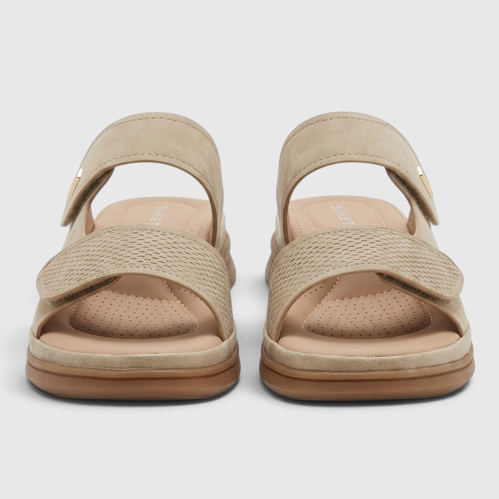 Mules femme ergonomiques à soutien de voûte plantaire – Sandales confortables à double bride scratch réglable, semelle épaisse amortissante pour marche et maison