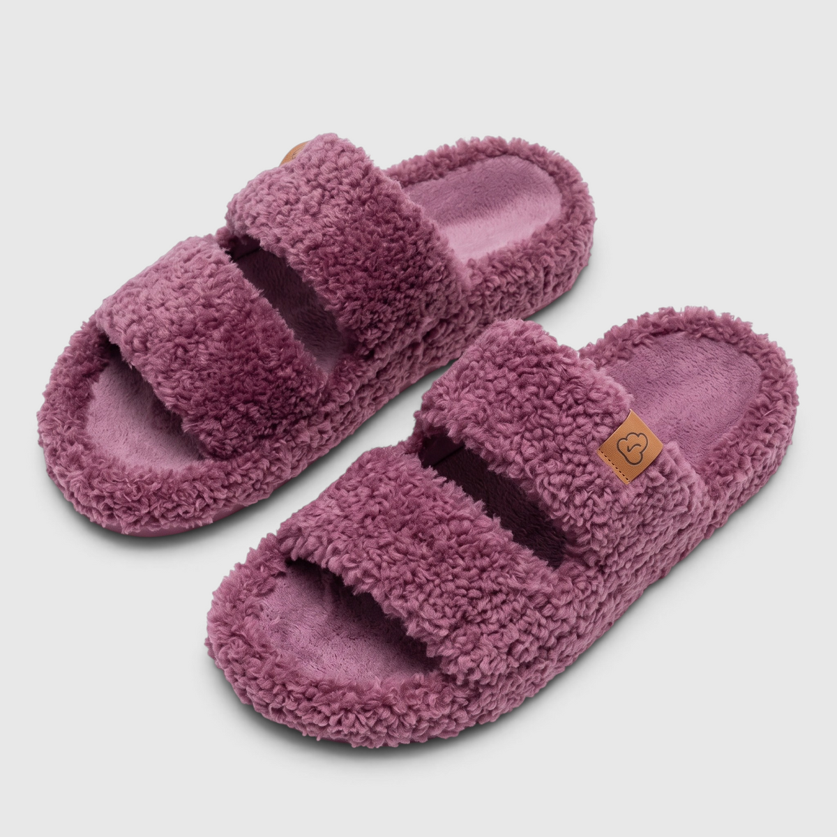Chaussons Fourrés Femme – Mules Chaudes à Bout Ouvert, Semelle Souple Antidérapant