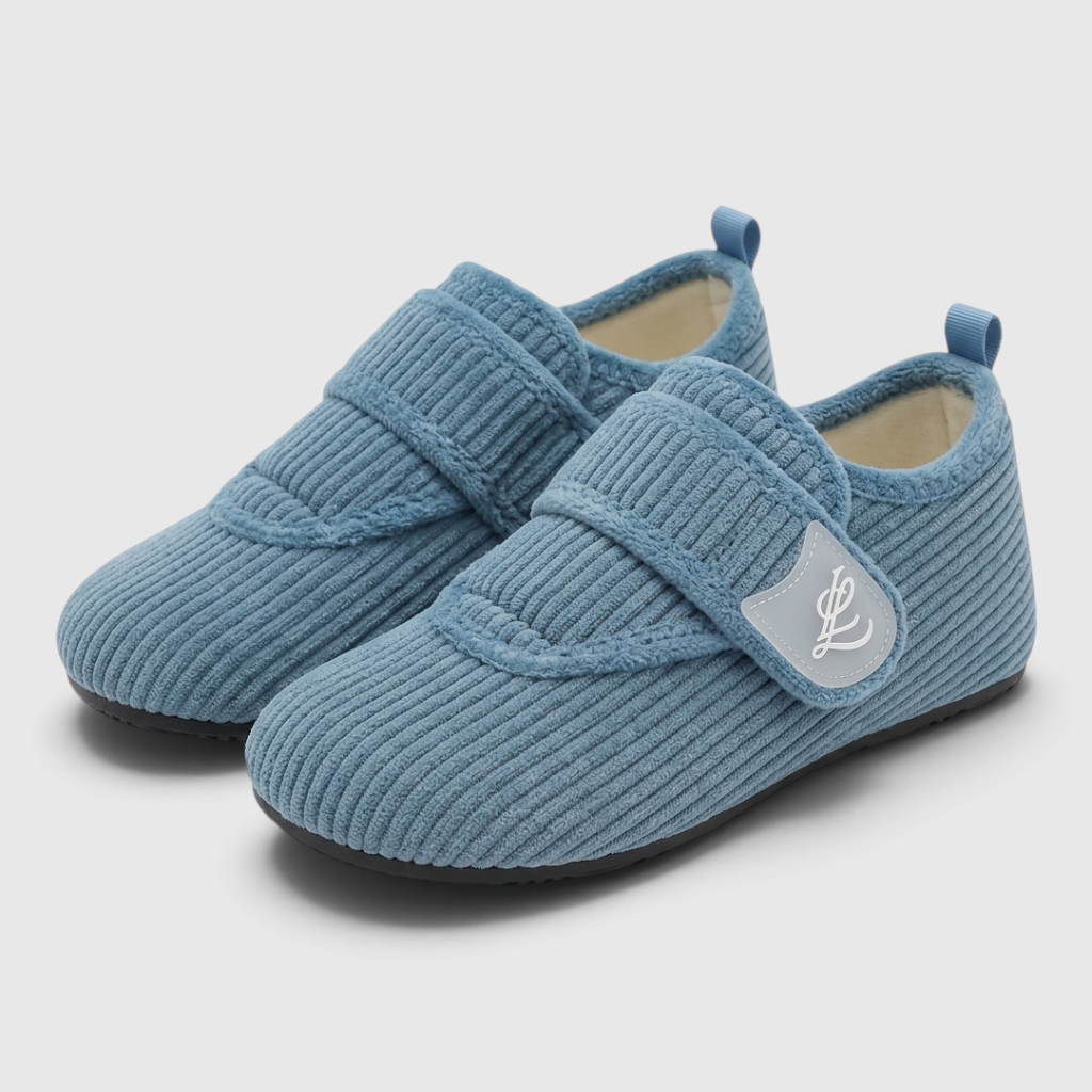 Chaussons souples ergonomiques pour pieds larges – Chaussons chaussettes réglables à scratch, semelle fine antidérapante