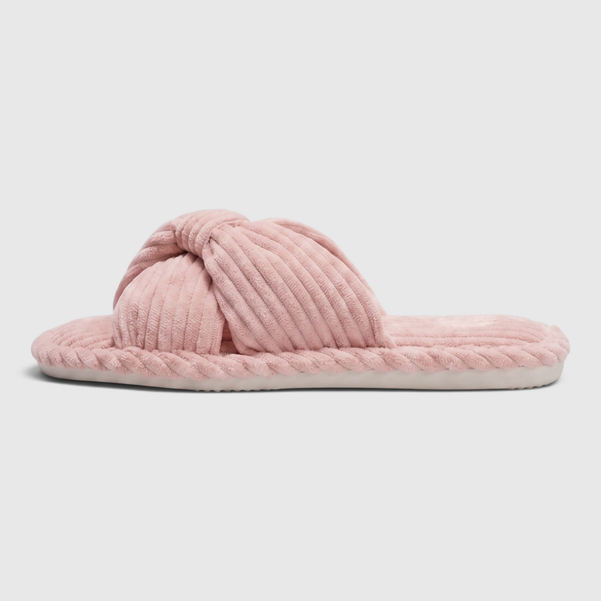 Chaussons femme en velours côtelé à nœud – Mules d'intérieur douces, légères et confortables