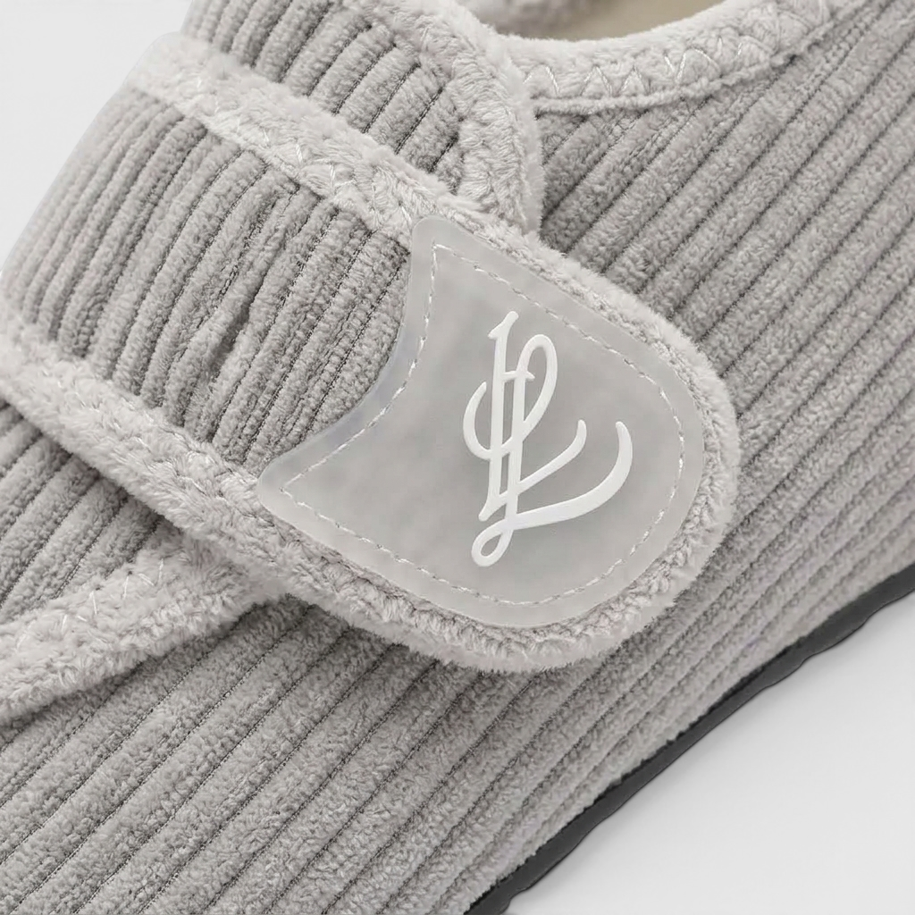 Chaussons souples ergonomiques pour pieds larges – Chaussons chaussettes réglables à scratch, semelle fine antidérapante