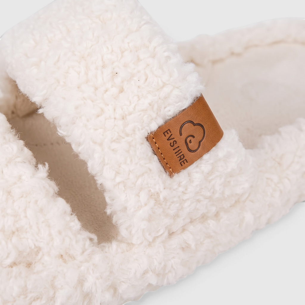 Chaussons Fourrés Femme – Mules Chaudes à Bout Ouvert, Semelle Souple Antidérapant