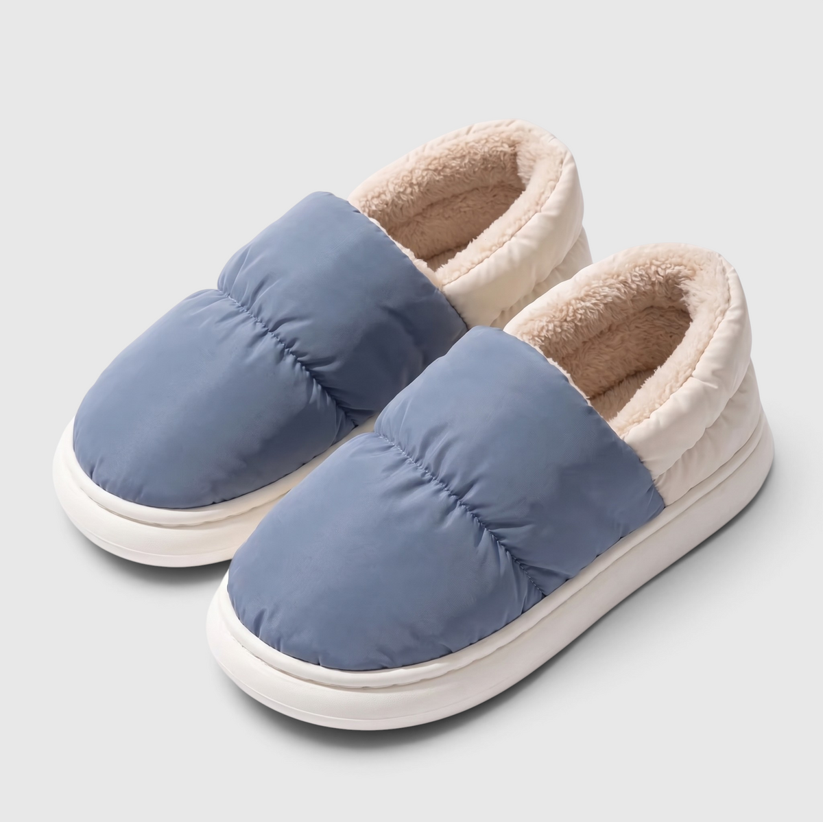 Chaussons femme effet doudoune à talon fermé – Chaussures douces, chaudes et confortables
