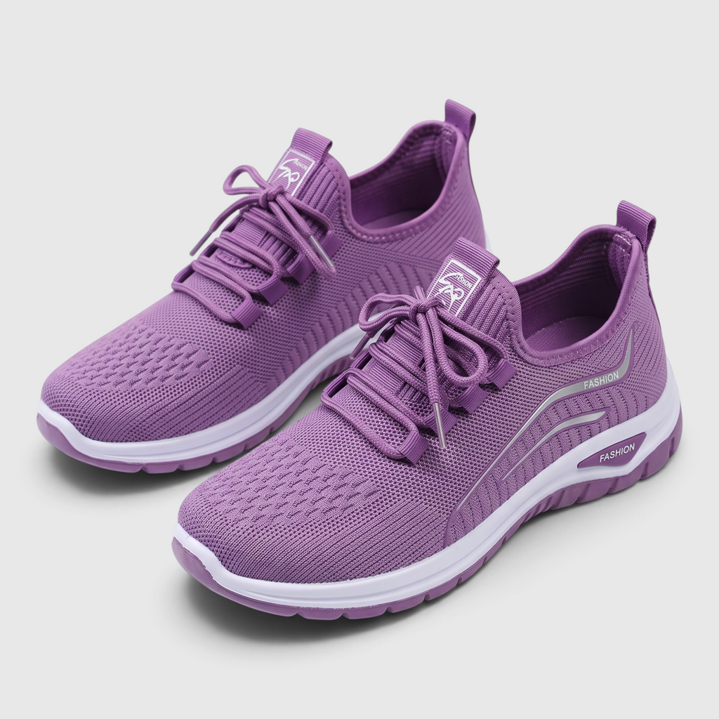 Baskets femme en maille tricotée respirante – Chaussures de marche douces, légères et confortables