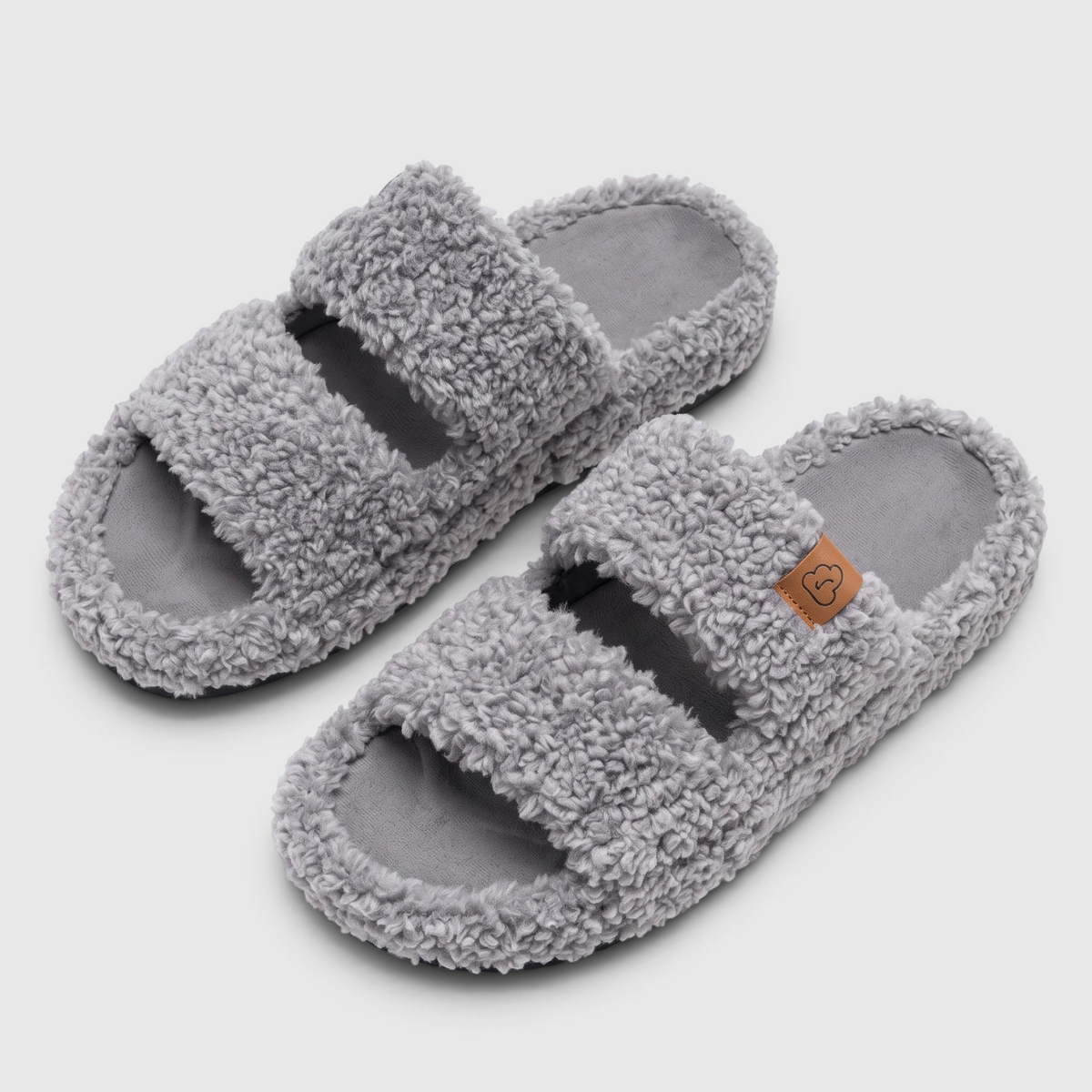 Chaussons Fourrés Femme – Mules Chaudes à Bout Ouvert, Semelle Souple Antidérapant