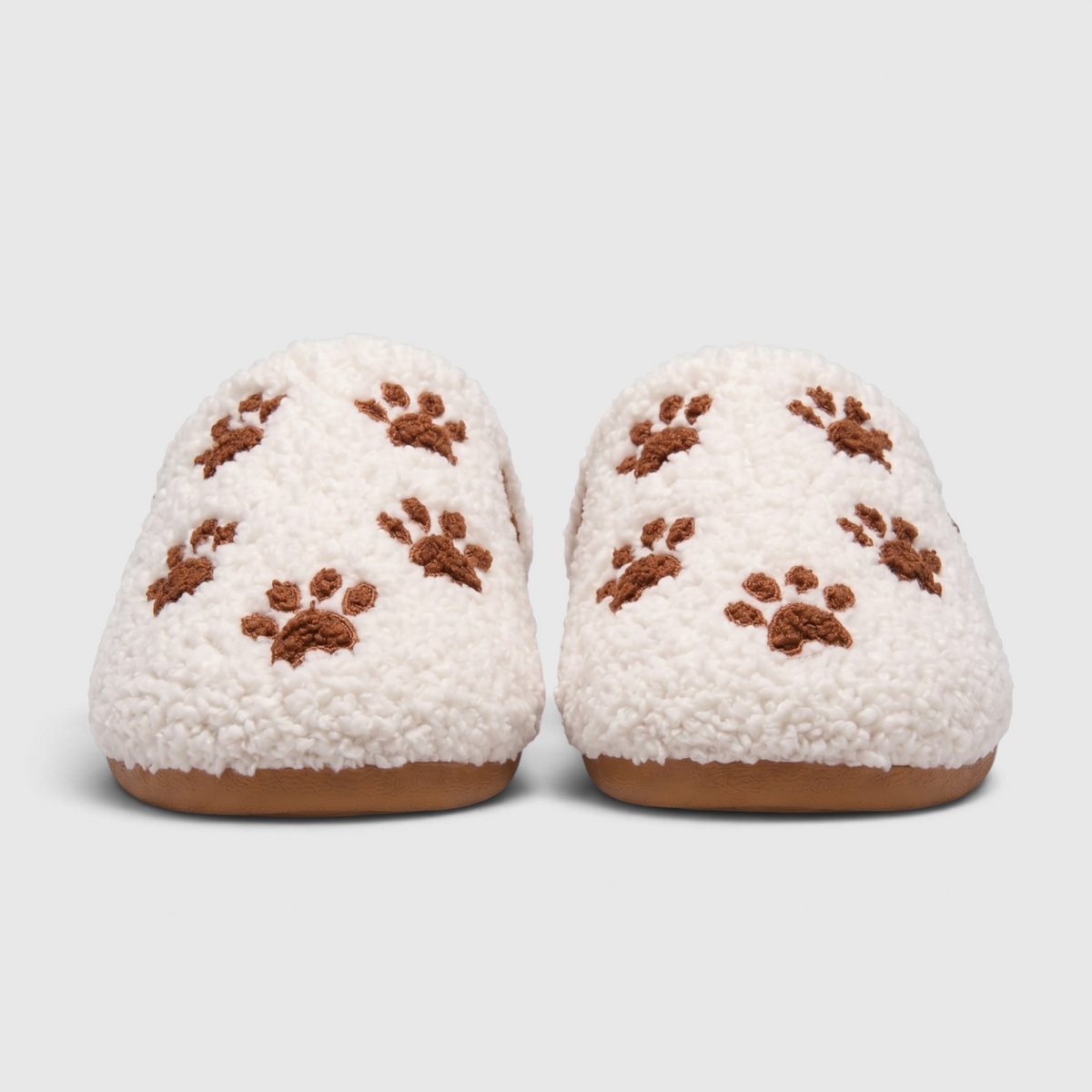 Chaussons femme en polaire brodée pattes d'animaux – Mules d'intérieur douces, chaudes et confortables