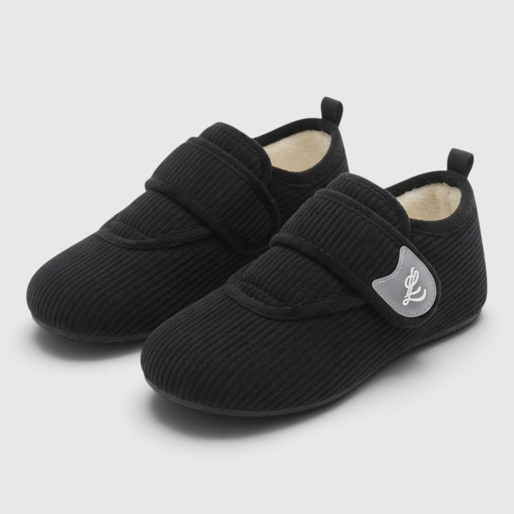 Chaussons souples ergonomiques pour pieds larges – Chaussons chaussettes réglables à scratch, semelle fine antidérapante