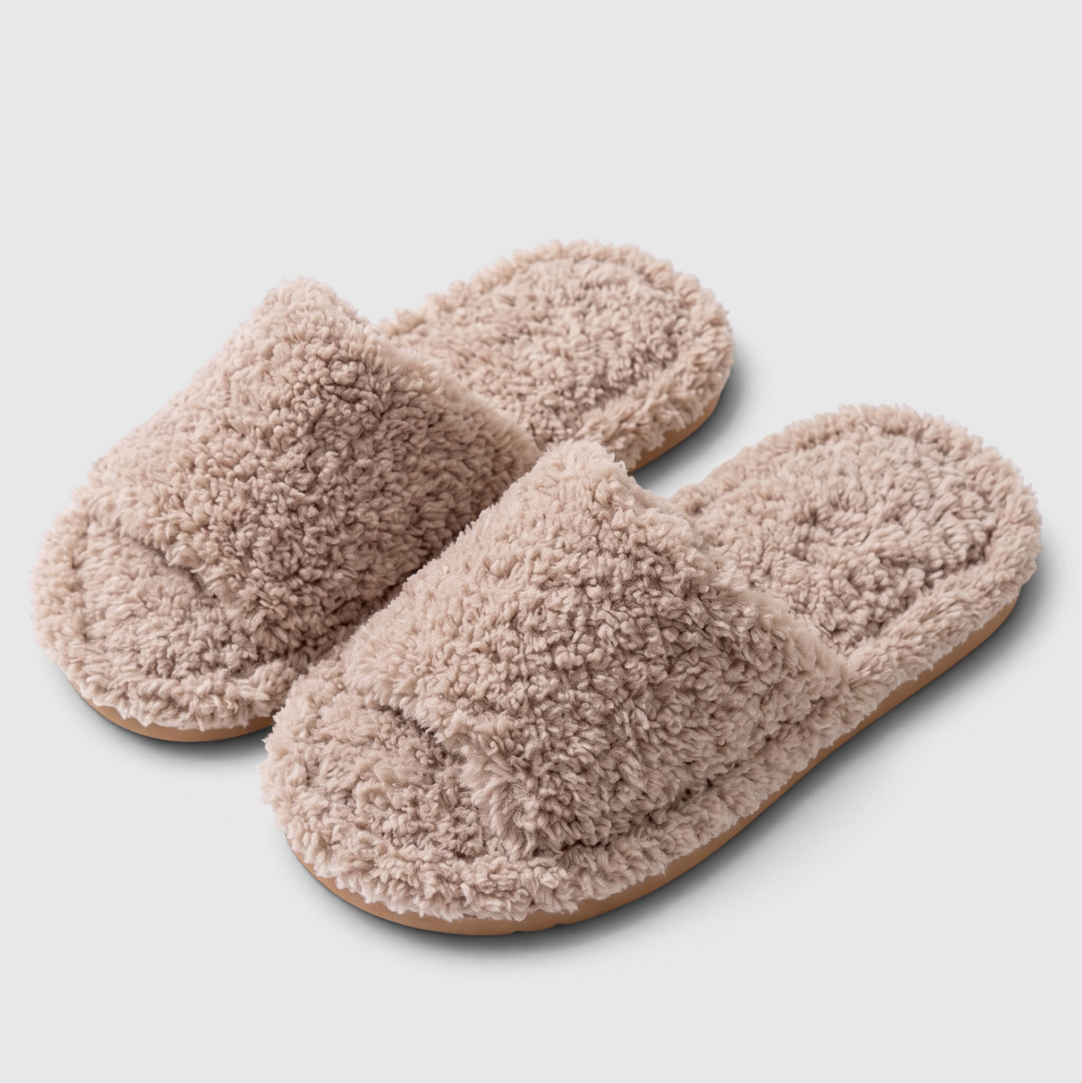 Claquettes femme en polaire bouclée – Mules d'intérieur douces et confortables à bout ouvert