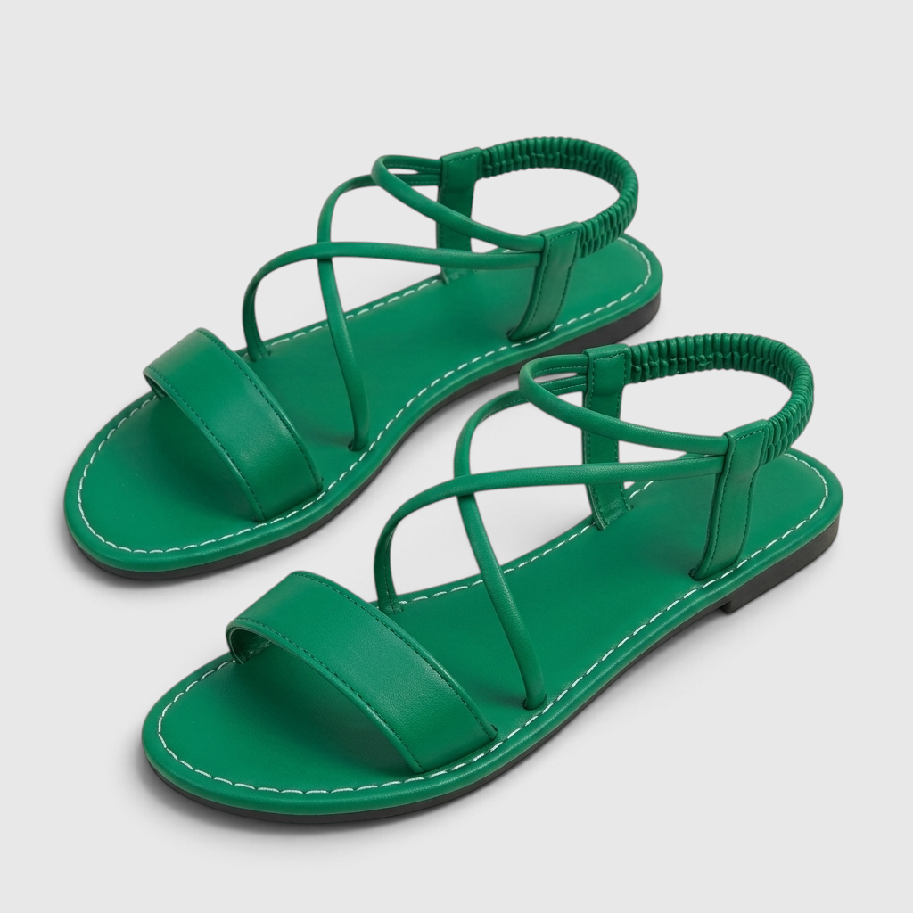Sandales plates femme à brides croisées et élastique arrière – Nu-pieds d'été souples, légers et confortables pour plage et vacances