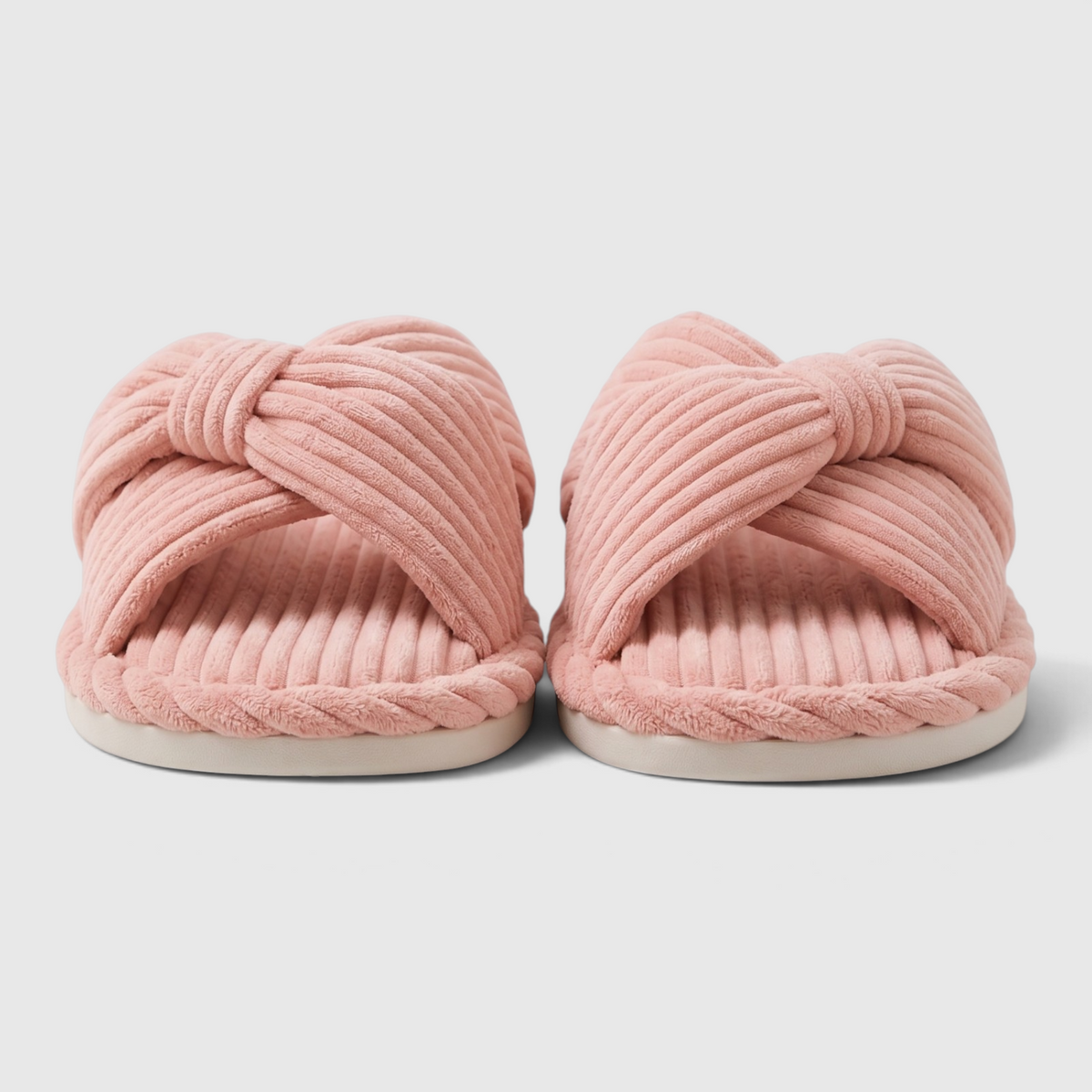 Chaussons femme en velours côtelé à nœud – Mules d'intérieur douces, légères et confortables
