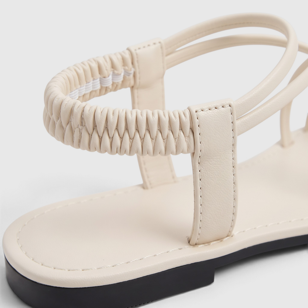 Sandales plates femme à brides croisées et élastique arrière – Nu-pieds d'été souples, légers et confortables pour plage et vacances