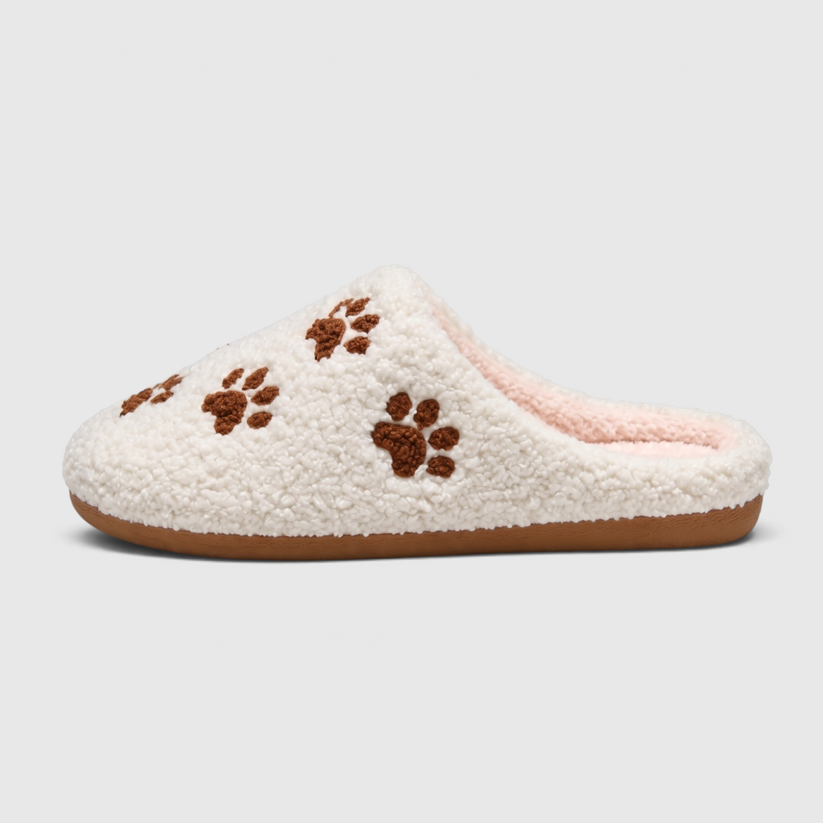 Chaussons femme en polaire brodée pattes d'animaux – Mules d'intérieur douces, chaudes et confortables