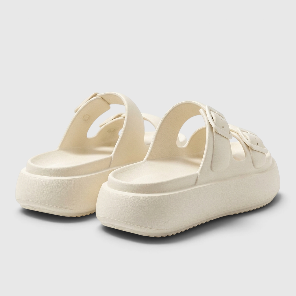 Sandales femme double bride à boucle et semelle épaisse – Claquettes plateforme confort nuage ultra douces