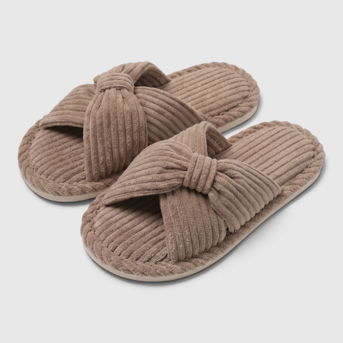 Chaussons femme en velours côtelé à nœud – Mules d'intérieur douces, légères et confortables