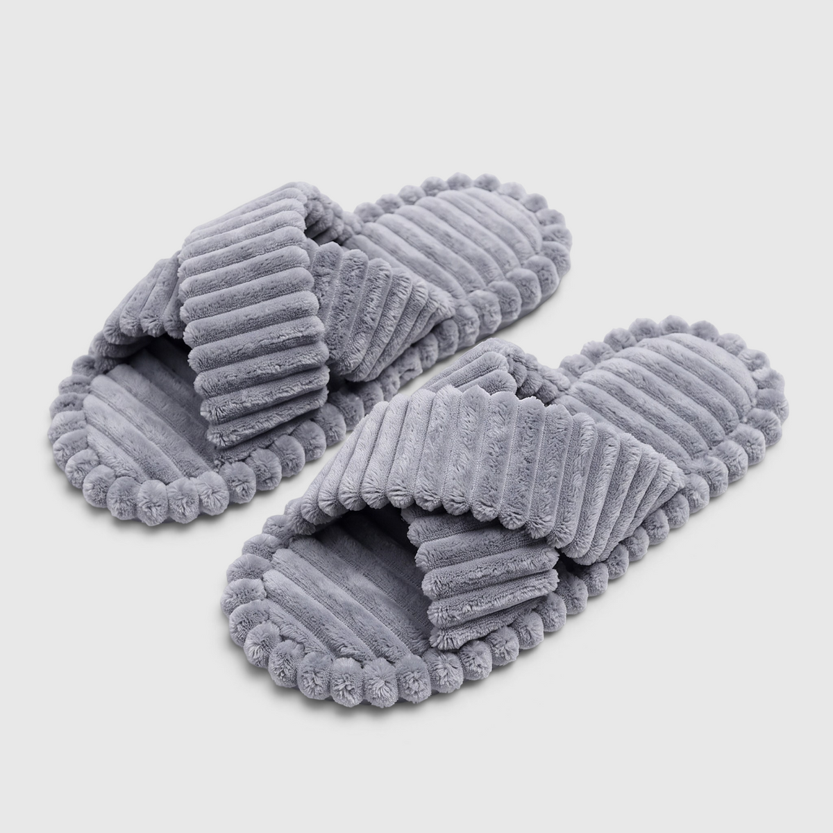 Chaussons Croisés en Velours Côtelé Femme & Homme – Pantoufles Douces et Chaudes à Semelle Plate