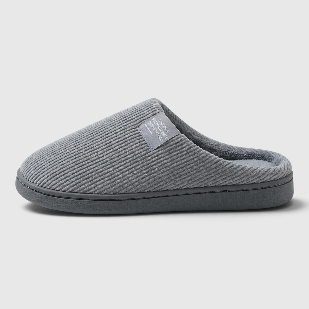 Pantoufles mixtes en velours côtelé doublées polaire – Chaussons d'intérieur chauds, doux et confortables à semelle épaisse