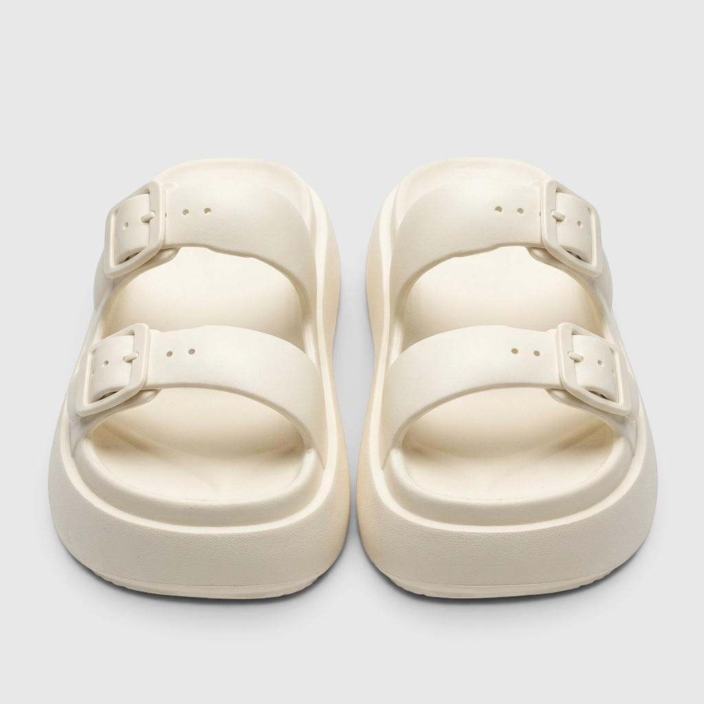 Sandales femme double bride à boucle et semelle épaisse – Claquettes plateforme confort nuage ultra douces