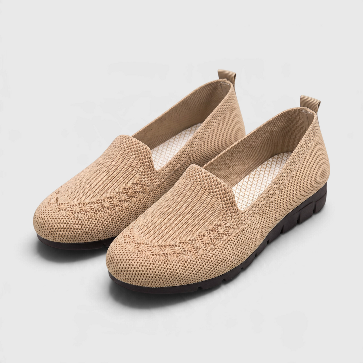 Mocassins Plats Slip-On en Maille Tricotée — Plateau Côtelé Élégant & Semelle Souple Antidérapante