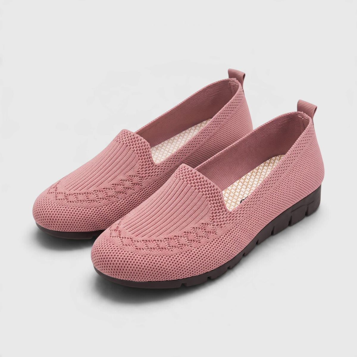 Mocassins Plats Slip-On en Maille Tricotée — Plateau Côtelé Élégant & Semelle Souple Antidérapante