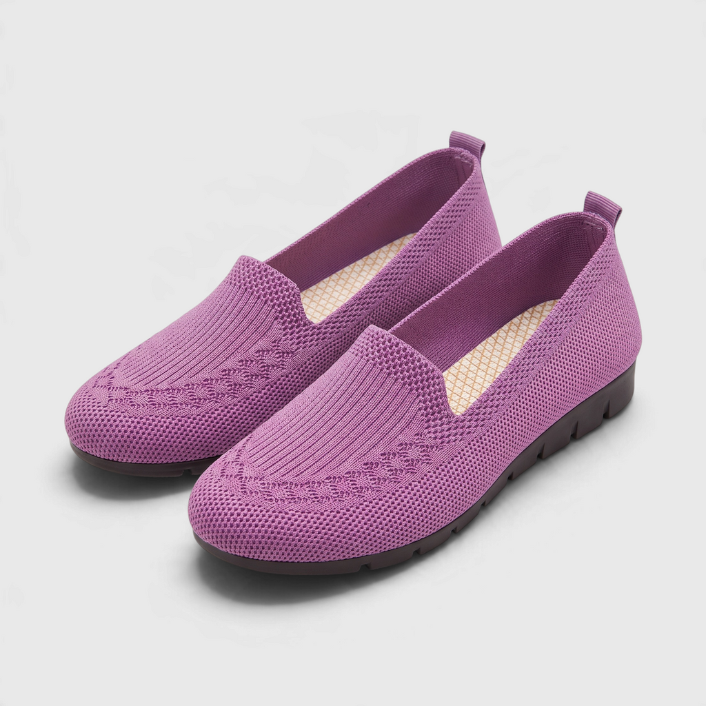 Mocassins Plats Slip-On en Maille Tricotée — Plateau Côtelé Élégant & Semelle Souple Antidérapante