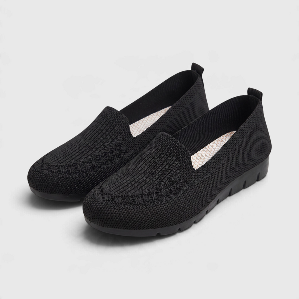 Mocassins Plats Slip-On en Maille Tricotée — Plateau Côtelé Élégant & Semelle Souple Antidérapante