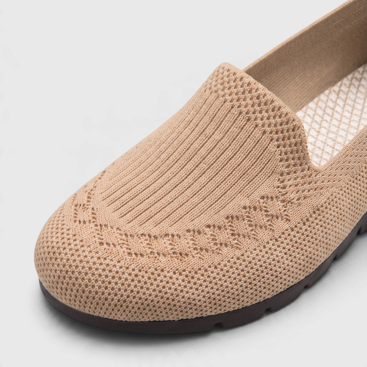 Mocassins Plats Slip-On en Maille Tricotée — Plateau Côtelé Élégant & Semelle Souple Antidérapante