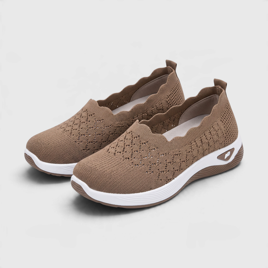 Mocassins Slip-On Femme en Maille Respirante - Semelle Compensée Souple Confort Marche