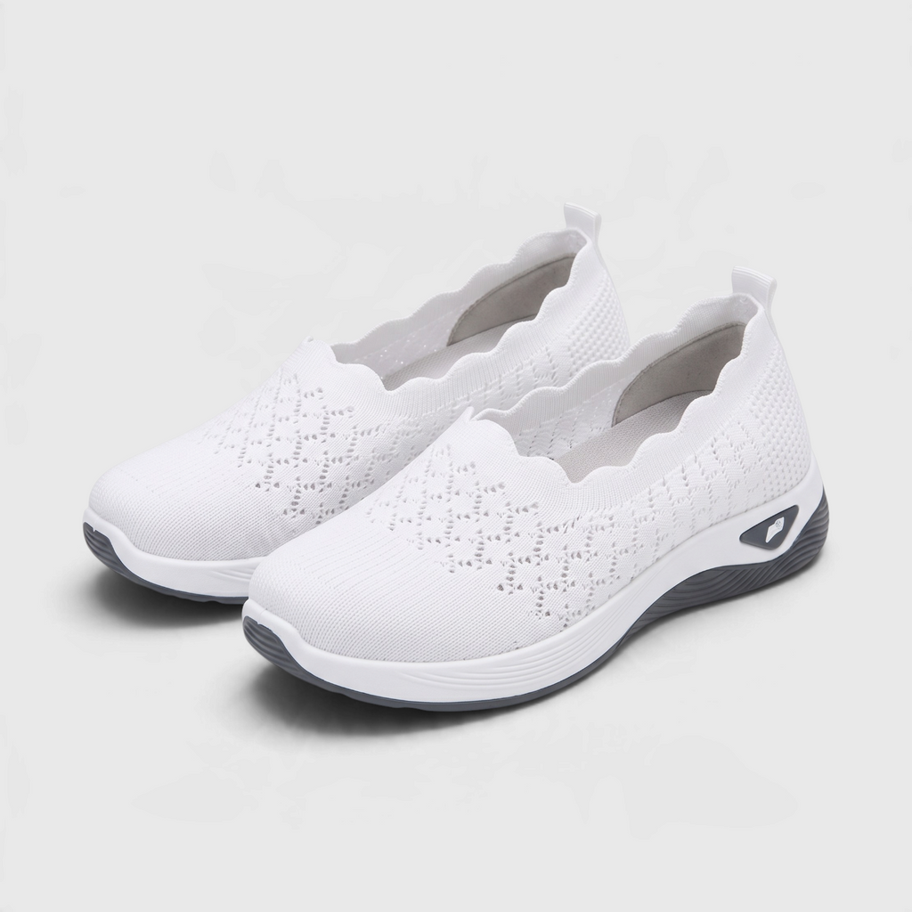 Mocassins Slip-On Femme en Maille Respirante - Semelle Compensée Souple Confort Marche