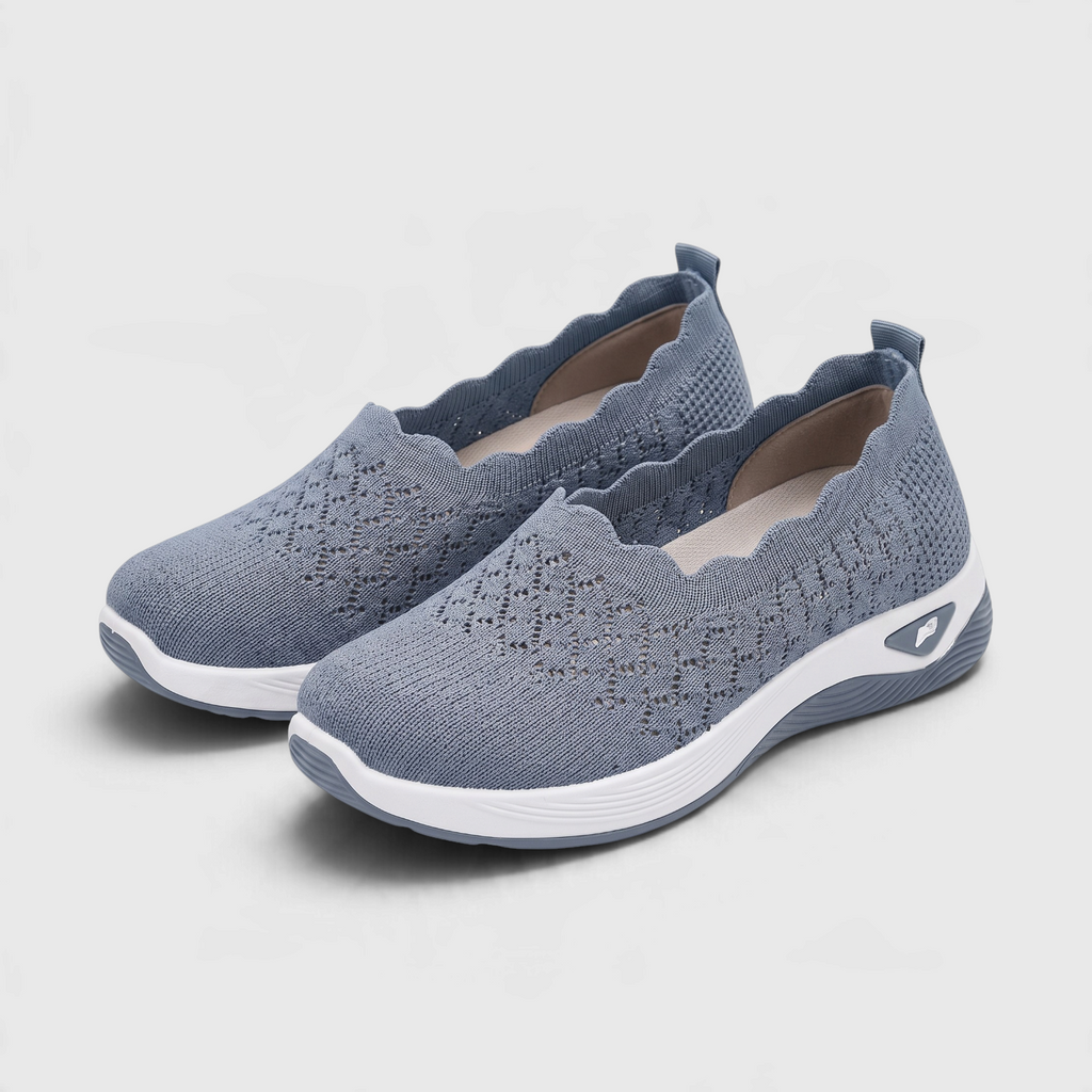 Mocassins Slip-On Femme en Maille Respirante - Semelle Compensée Souple Confort Marche