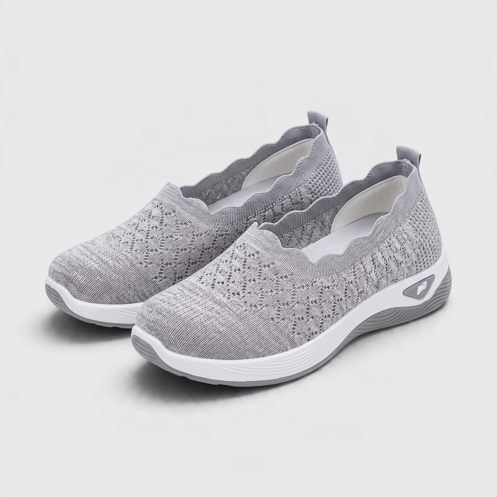 Mocassins Slip-On Femme en Maille Respirante - Semelle Compensée Souple Confort Marche