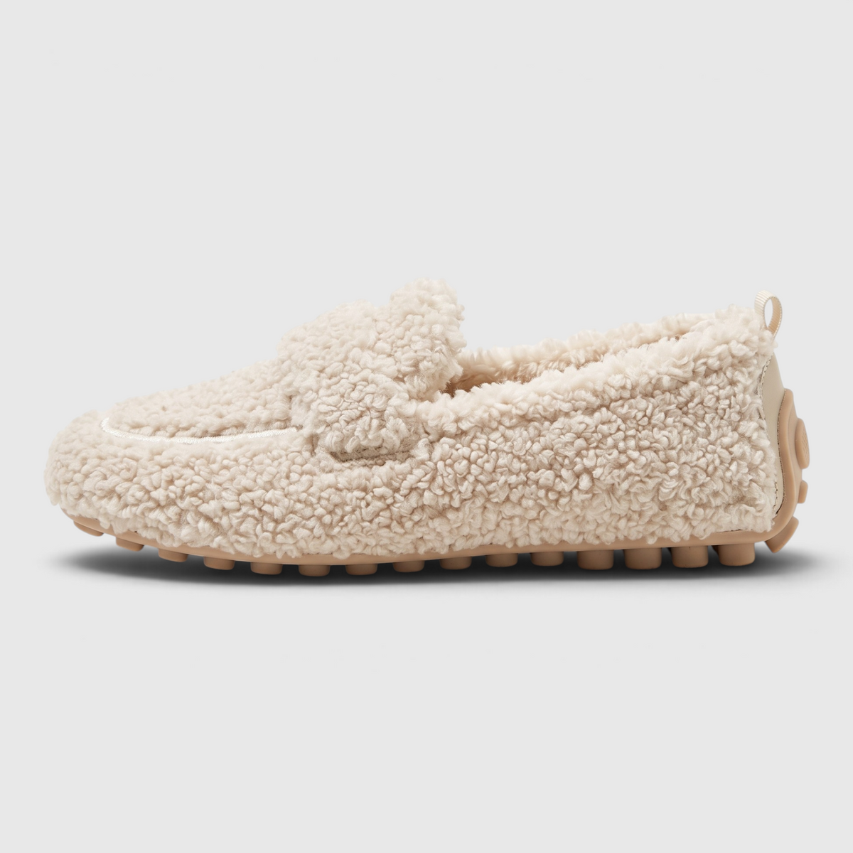 Mocassins Slip-on en Matière Bouclette Teddy pour Femme — Grand Confort, Chaleur Douillette & Semelle Souple