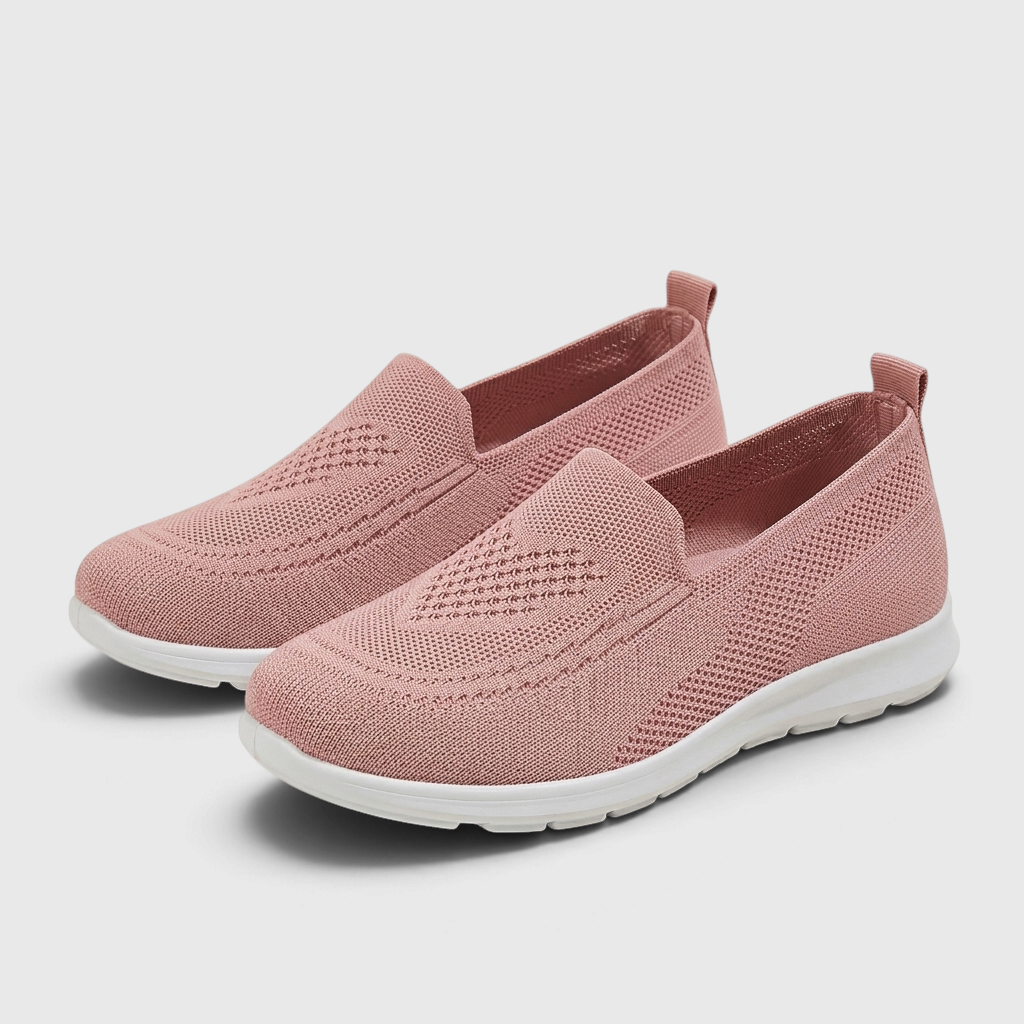 Mocassins femme plats en maille ajourée respirante – Chaussures de ville slip-on légères, souples et confortables à semelle blanche