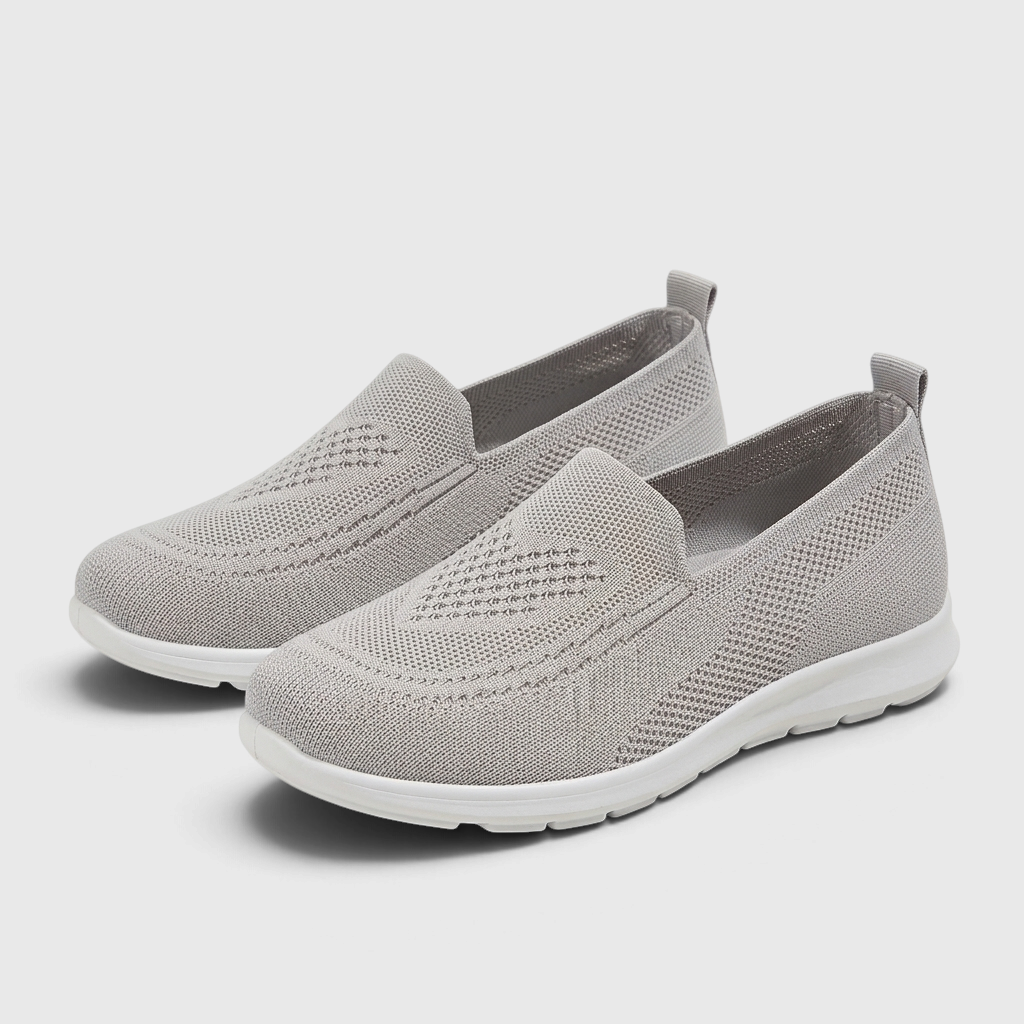 Mocassins femme plats en maille ajourée respirante – Chaussures de ville slip-on légères, souples et confortables à semelle blanche