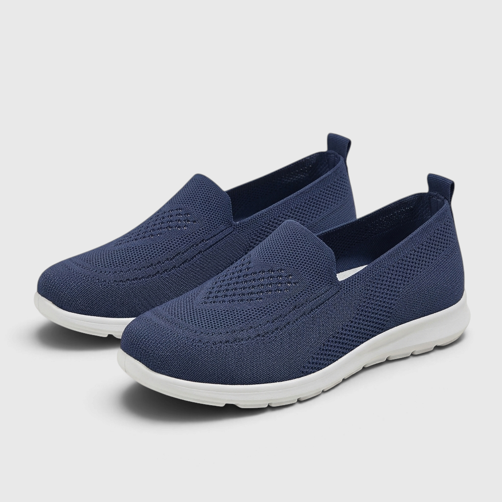 Mocassins femme plats en maille ajourée respirante – Chaussures de ville slip-on légères, souples et confortables à semelle blanche