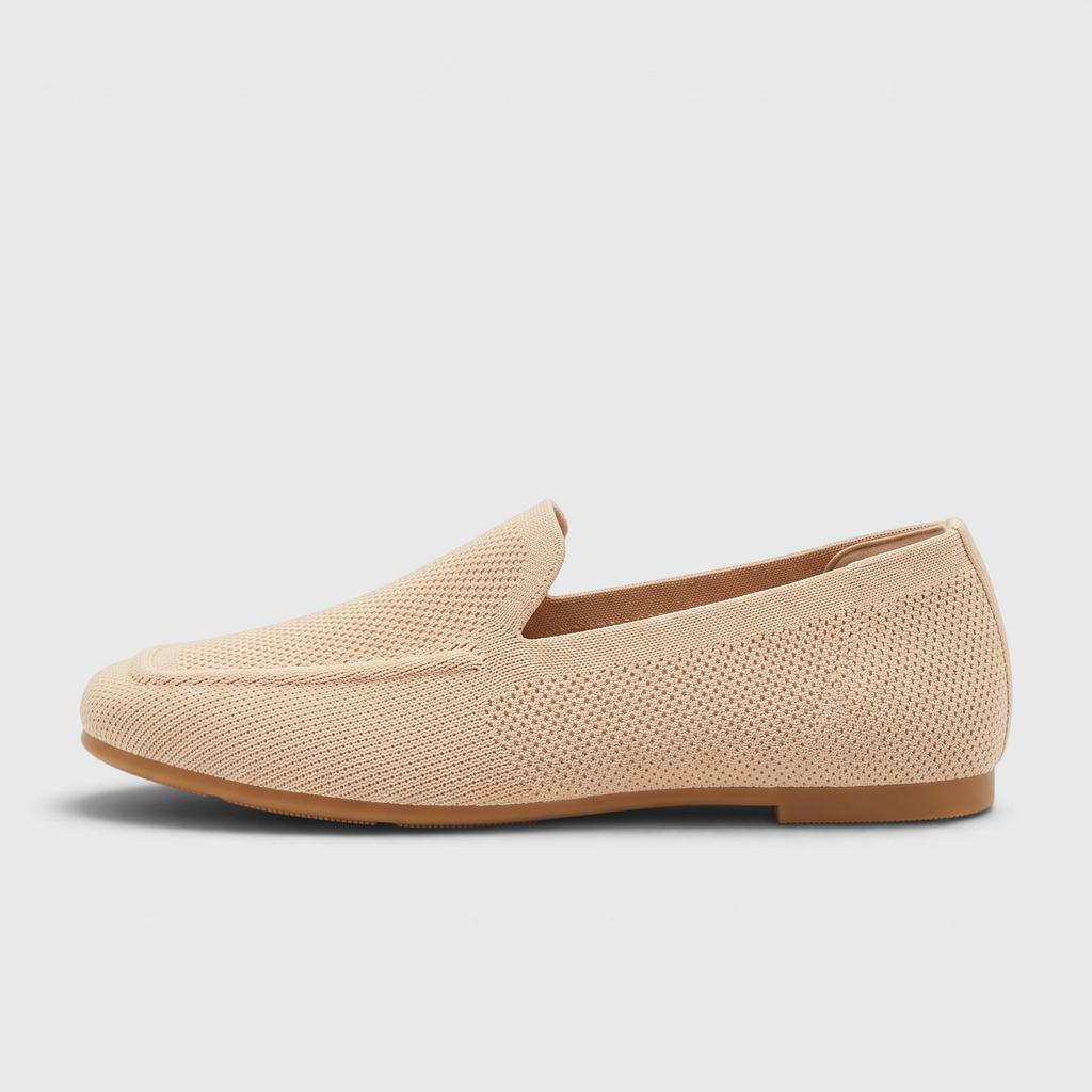 Mocassins femme plats en maille tricotée à bout carré – Ballerines souples, légères et pliables à semelle flexible