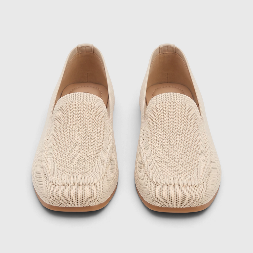 Mocassins femme plats en maille tricotée à bout carré – Ballerines souples, légères et pliables à semelle flexible