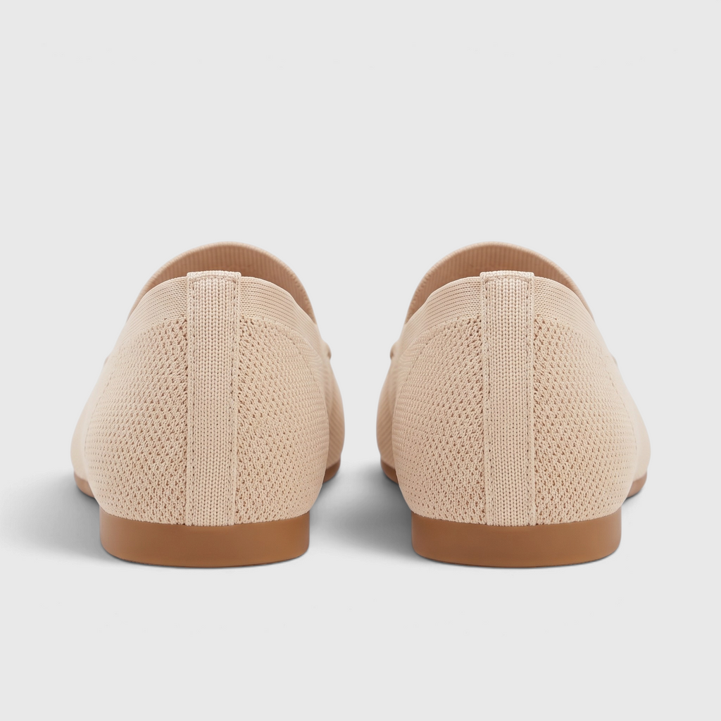 Mocassins femme plats en maille tricotée à bout carré – Ballerines souples, légères et pliables à semelle flexible