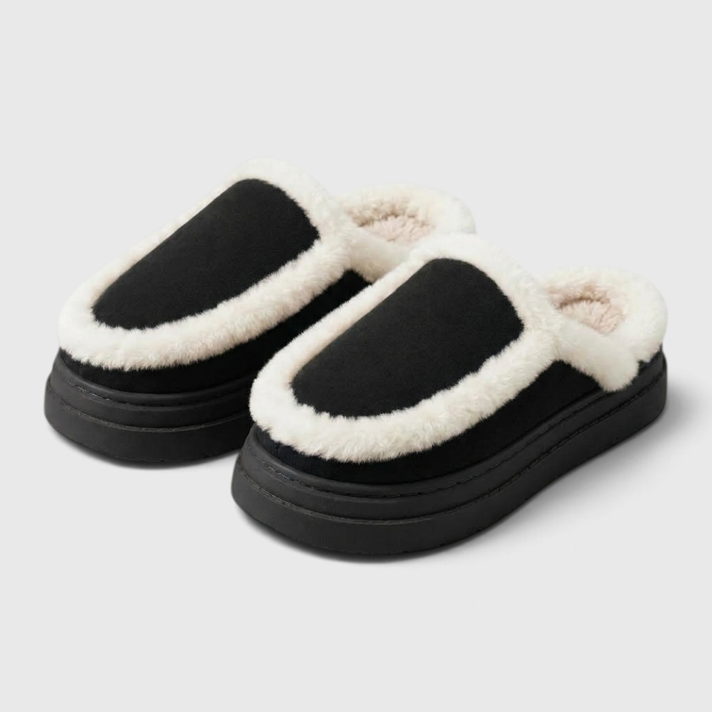 Mules Sabots d'Intérieur Compensées Fourrées en Suédine – Chaleur, Moelleux & Cocooning Femme