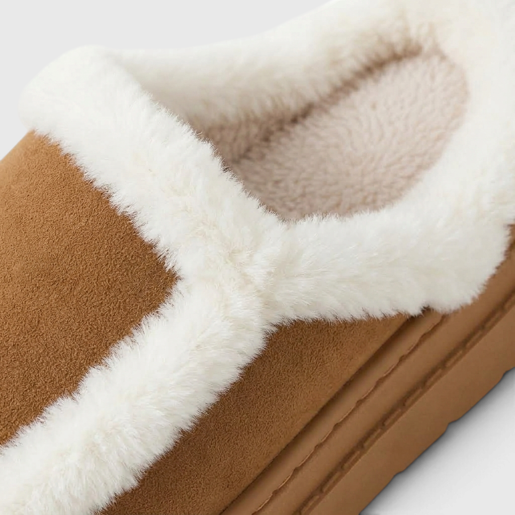 Mules Sabots d'Intérieur Compensées Fourrées en Suédine – Chaleur, Moelleux & Cocooning Femme