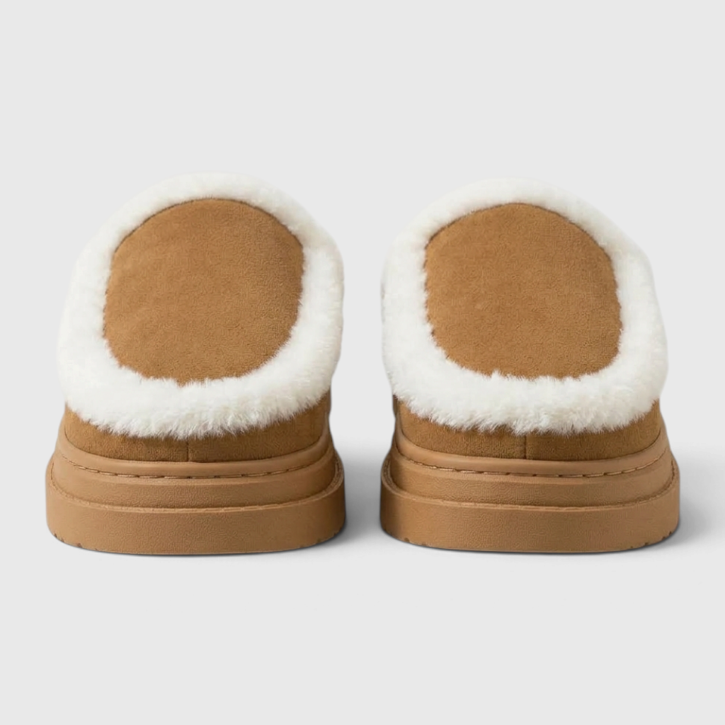 Mules Sabots d'Intérieur Compensées Fourrées en Suédine – Chaleur, Moelleux & Cocooning Femme